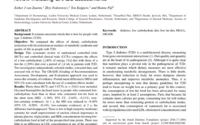 Zuuren (2018) Účinek nízkosacharidové a nízkotučné stravy na metabolickou kontrolu u diabetu 2. typu