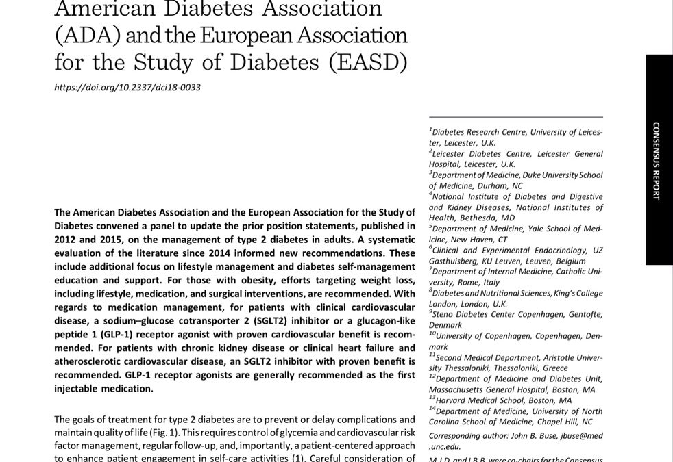 ADA-EASD (2018) Léčba hyperglykémie u diabetu 2. typu. Společné stanovisko ADA/EASD