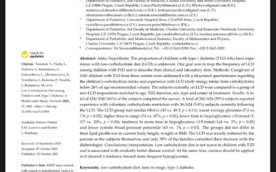 Neuman (2021) Low-Carbohydrate Diet among Children with Type 1 Diabetes: A Multi-Center Study (Nutrients)